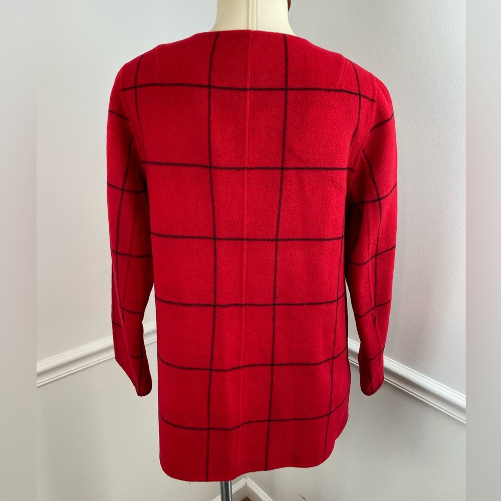 TALBOTS Petites Red & Black Wool Zip Front Jacket | Size 6P - Picture 6 of 12